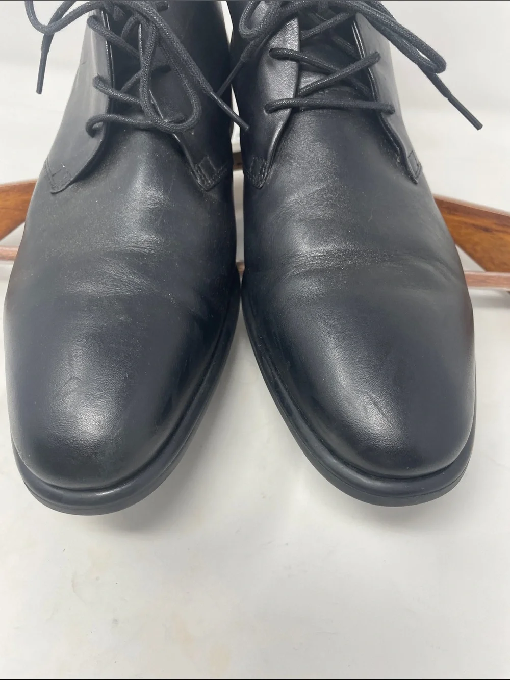 Ecco Black Leather Lace-Up Chukka Boots Size 11 Excellent Condition